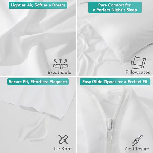 Utopia Bedding Duvet Cover Set with Pillowcases - 3 Pieces Bedding Duvet Cover with Zipper Closure - 1 Duvet Cover with 2 Pillowcases - Soft Brushed Microfiber (Queen, White) Utopia Bedding