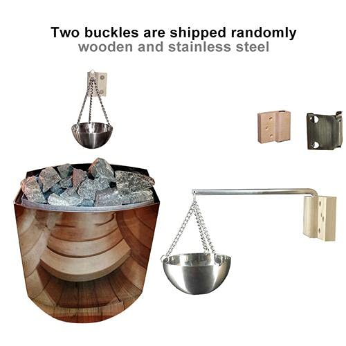 Augustusws Wooden Sauna Bucket with Ladle, 7L Luxurious Finnish Sauna Bucket Sauna Spa Accessories with Ladle Hourglass Thermometer Hygrometer Sauna Aromatherapy Oil Cup Kit Augustusws
