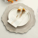 Efavormart 6 Pack | 13" Rustic White Wooden Textured Acrylic Charger Plates With Scalloped Rim Efavormart.com