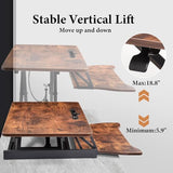 Standing Desk Converter 37 Inch – Easy Assembly Height Adjustable Sit Stand Desktop Riser with GasSpring Lift, Duals Monitor Laptop Workstation and Spacious Keyboard Tray, Ergonomic Converter (Brown) Generic