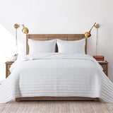 ROARINGWILD White Twin Size Quilt Bedding Sets with Pillow Sham, Lightweight Soft Bedspread Coverlet, Quilted Blanket Thin Comforter Bed Cover for All Season, 2 Pieces, 68x90 inches ROARINGWILD