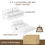 UPYOOE 70.1" Futon Sofa Bed Queen Size, Pull Out Bed, 3-in-1 Convertible Sleeper Sofa with 2 Soft Pillows, Modern Velvet Futon Couch for Living Room, Small Space, Apartment, Bedroom, Grey UPYOOE