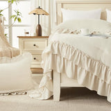 Andency Beige Twin Size Comforter Set, 2 Pieces Boho Lightweight Fluffy Ruffle Bedding Set & Collections, All Season Soft Microfiber Farmhouse Shabby Chic Bed Set for Kids (66x90In Comforter) Andency