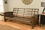 Kodiak Furniture Washington Full Size Futon Frame, Rustic Walnut Hardwood Frame Only, Convertible Couch Base for Living Room and Porch, Mission Style Arms Kodiak Furniture