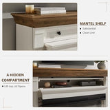 OKD 52 Inch Electric Fireplace with Mantel, Fireplace TV Stand with 36" 3-Sided Glass Electric Fireplace Heater for Living Room (Antique White) OKD