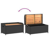 vidaXL Outdoor Storage Bench - Black Poly Rattan & Acacia Wood with Water- Storage Bag, 39.4"x19.7"x20.5" vidaXL