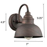 DIRYZON Rustic Wall Sconces Set of 2 Gooseneck Barn Light Fixture for Bedroom Bathroom Kitchen Porch Antique Copper Finish DIRYZON