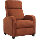 Yaheetech Corduroy Recliner Chair Single Sofa Home Theater Seating Adjustable Modern Reclining Chair for Living Room Bedroom Home Theater Brick Red