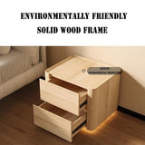 Bedside Table with Bottom Sensor Light, Smart Lighted Nightstand with Drawers for Bedroom Furniture(Grey) WoodArtSupply