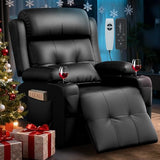 TOMOSLTER Home Theater Seating Power Recliner Chair, Massage Reclining Sofa with Cup Holders, Wall Hugger RV Recliners,145° Adjustable Recline & Pockets for Movie Room(Black, Single Chair)