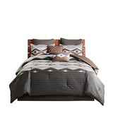 Woolrich Rustic Lodge Cabin Comforter Set - All Season Down Alternative Warm Bedding Layer and Matching Shams, Oversized Queen, Bitter Creek, Grey/Brown
