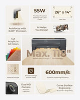 xTool P2S 55W CO2 Laser Cutter, Smart Desktop CO2 Laser Engraver and Cutter Machine, Dual Smart 16MP Cameras, 3D Curved Cylinder Engraving, Create with Wood and Metal Acrylic Glass Fabric Leather xTool