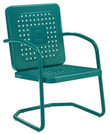 Crosley Furniture Bates 2-Piece Outdoor Chair Set, Retro Metal Patio Chairs for Dining, Porch, Deck, Balcony, Turquoise Gloss Crosley Furniture