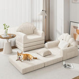 DSNAPE 2-in-1 Folding Sofa Bed with Back Support, 75" D x 34" W Convertible Futon Sleeper Chair for Adult, Fold Out Bean Bag Floor Foam Lounger Couch for Living Room Bedroom Small Space, Beige DSNAPE