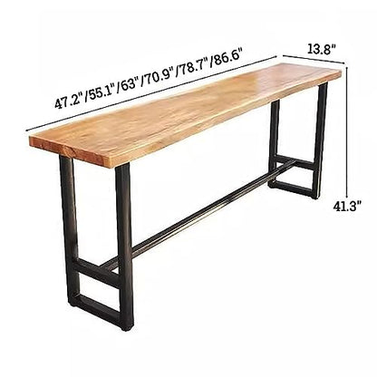 Modern Solid Wood Bar Table with Footrest - Versatile Rectangular Counter Height Design