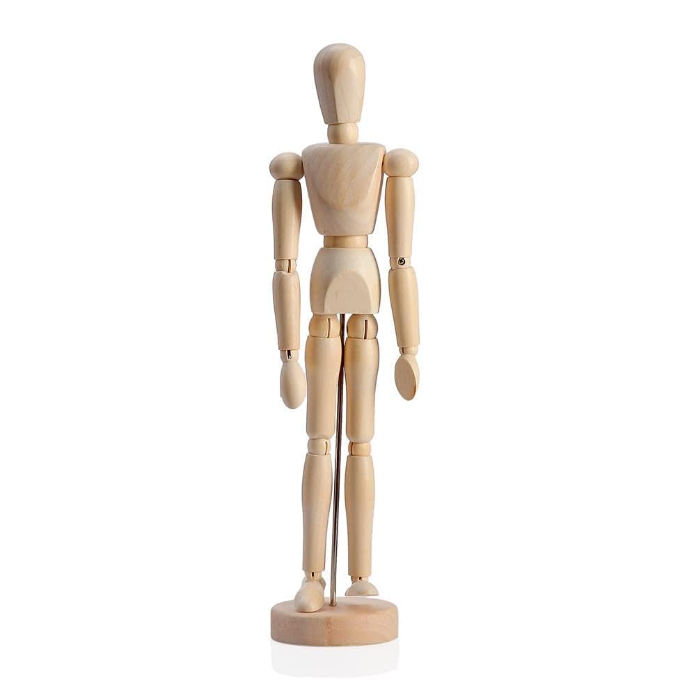 HSOMiD 12'' Artists Wooden Manikin Jointed Mannequin Perfect for Home Decoration/Drawing The Human Figure (A) HSOMiD