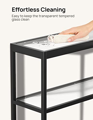 Evajoy Console Table, 35" Entryway Table with 3 Tiers, Open Sofa Table with Tempered Glass for Living Room, Foyer, Entryway, Bedroom, Hallway, Black Evajoy