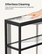 Evajoy Console Table, 35" Entryway Table with 3 Tiers, Open Sofa Table with Tempered Glass for Living Room, Foyer, Entryway, Bedroom, Hallway, Black Evajoy