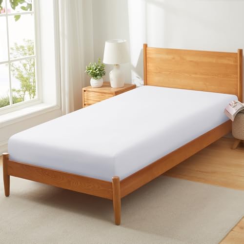 Vonty 1Pcs White Cot Sheets 31" x 75" - 1800 Thread Count Cot Microfiber Fitted Sheets Only, Breathable & Soft Camper Bunk Fitted Bed Sheet Fit for Narrow Twin RV Bunk Guest Bed Matress Vonty