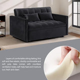 3 in 1 Convertible Sleeper Sofa Bed, 54'' Full Size Velvet Pull Out Futon Couch Recliner with Reclining Backrest & 2 Pillows, Small Loveseat Lounge Couches for Small Spaces (Black) Generic