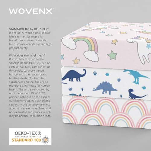 wovenx Kids Organic 100% Viscose Derived from Bamboo Sheet Set | Twin or Full Size Fitted Bed Sheets | Oeko-Tex Certified | Cute Toddler Bedding for Girls & Boys Rainbow Full wovenx