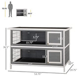 PawHut 54" 2-Story Large Rabbit Hutch Bunny Cage Wooden Pet House Small Animal Habitat with Lockable Doors, No Leak Tray and Waterproof Roof for Outdoor/Indoor Dark Grey PawHut