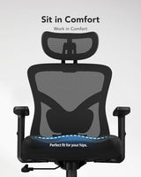 HUANUO Ergonomic Office Chair, High Back Mesh Gaming Chair for Big and Tall People with Lumbar Support, Adjustable Headrest and Armrest, Thick Cushion & Tilt Function Recliner for Home Office Black HUANUO