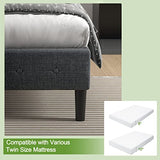GORELAX Upholstered Twin Bed Frame with Headboard, Solid Wood Slat Support Mattress Foundation, No Box Spring Needed & Easy Assembly, Under Bed Storage, 16 inch Tall Platform Single Bed Frame (Grey) GORELAX