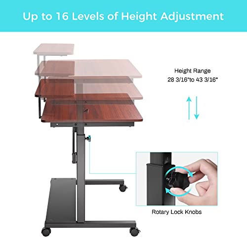 EUREKA ERGONOMIC Height Adjustable Standing Desk, Mobile Desk with Detachable Hutch 41", Teak EUREKA ERGONOMIC