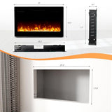 ROVSUN 30'' Electric Fireplace, 2-in-1 Ultra-Thin Wall Mounted & Recessed Fireplace with WiFi & Remote Control & Touch Screen, 1500W Wall Heater with 12 Realistic Flame Color, Timer & Crystal ROVSUN