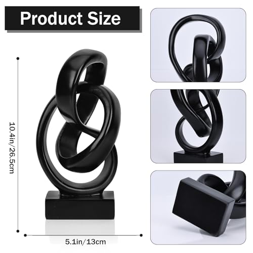 DOVDOV Abstract Black Knot Sculpture, Geometric Decor, Black Decorative Piece for Living Room Coffee Table or Bookshelf Top, Office Coffee Table or Entryway Console Decor. DOVDOV