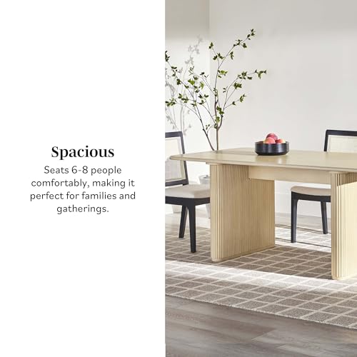 Walker Edison Modern Vertical Reeded Plinth-Base Dining Table, 68 Inch, Birch Walker Edison