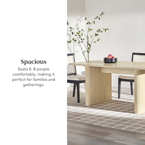 Walker Edison Modern Vertical Reeded Plinth-Base Dining Table, 68 Inch, Birch - WoodArtSupply