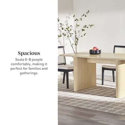 Walker Edison Modern Vertical Reeded Plinth-Base Dining Table, 68 Inch, Birch - WoodArtSupply