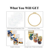 GLTAYLMY 3 Set Landscape Embroidery Kits for Beginners with Mountain Sun Moon Pattern,Adults Starter Cross Stitch Kit DIY Needlepoint Kits