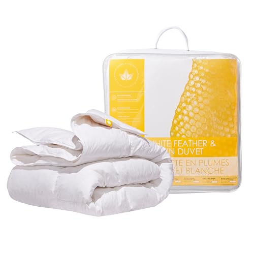 Canadian Down & Feather Co. - All Season Weight White Feather & Down Duvet Twin Size - 240 TC Shell 100% Cotton - Oeko TEX Certified Canadian Down & Feather Company