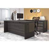 Bestar Prestige + 72W U-Shaped Executive Desk with Pedestal in bark Grey & Slate Bestar