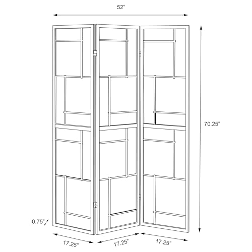 Coaster Home Furnishings - Damis - Solid Wood - 70-Inch 3-Panel Room Divider Folding Shoji Screen with White Paper Panels and Geometric Design - Living Room & Bedroom - Black and White - 900102 Coaster Fine Furniture