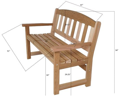 All Things Cedar GB48 Garden Bench Wood | Outdoor Bench, Real Wood Bench Chair | Handcrafted Comfort, Durable Patio Bench for Garden Retreats (51x23x34) - WoodArtSupply