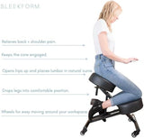 Sleekform Ergonomic Kneeling Chair - Adjustable Seat Angle and Height - Ergonomic Posture Kneeling Stool Chairs for Office and Home - Thick Comfortable Cushions, Wheels Sleekform