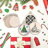 FCDECOR 60PCS Christmas Wooden Ornaments Unfinished, DIY Christmas Crafts for Kids Wood Slices DIY Crafts Supplies for Girls Adults, Christmas Ornaments Holiday Decoration, 3MM FCDECOR