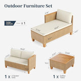 SUNSHINE VALLEY Small Patio Furniture Set, 3 Piece Wicker Outdoor Patio Conversation Set, Outside L-Shaped Sectional Sofa Couch with Chaise Lounge and Coffee Table for Porch Balcony Deck SUNSHINE VALLEY