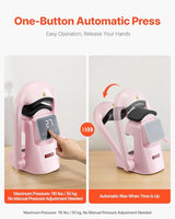 VEVOR Auto Hat Heat Press Machine, with 2pcs Interchangeable Platens, Automatic Open and Release, Touchscreen for Precise Time and Temperature Control, Heat Transfer Printing for Caps, Hats, Pink VEVOR