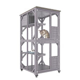 VEVOR 3-Tier Cat Playpen Catio with Wheels, Resting Box, Waterproof Roof, Windows & Doors, Removable Tray VEVOR
