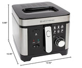 West Bend Deep Fryer with Adjustable Temperature Control Nonstick Basket Easy-View Window and Temperature Guide, Folding Handle and Locking Cover for Easy Storage, 3-Liter, Silver,Black, DFWB3LBK13 West Bend