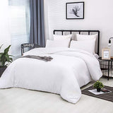 CLOTHKNOW White Full Size Comforter Sets 3Pcs White Bedding Comforter Sets Soft Men Women Comforter with 2 x Pillow Cases CLOTHKNOW