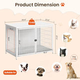 MAHANCRIS Dog Crate Furniture with Cushion, Wooden Dog Kennel with Double Doors, Heavy Duty Dog Cage for Small/Medium/Large Dogs, Indoor Dog House End Table, 39.4" L, White DCBW10701 MAHANCRIS