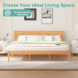 MORDEER King Size Bed Frame and Headboard, Malaysian Oak King Bed Frame with Storage, Modern Platform Bed Frame with Headboard, No Box Spring Needed, Easy Assembly, Rustic Pine MORDEER