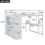Merax Loft Bed Frame Full Size Wood with Built-in Wardrobe, Desk, Storage Shelves and Drawers, No Box Spring Needed Merax