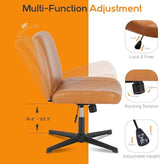 Criss Cross Chair Legged Office Wide Comfy Desk Seat, No Wheels Armless Computer Task Seating, Swivel Vanity Home Height Adjustable DUMOS
